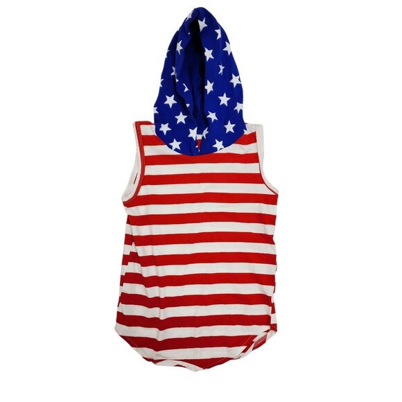Kids Patriotic Hooded Tank Top & Star Print Pants Set Size 2 year - Picture 2 of 5
